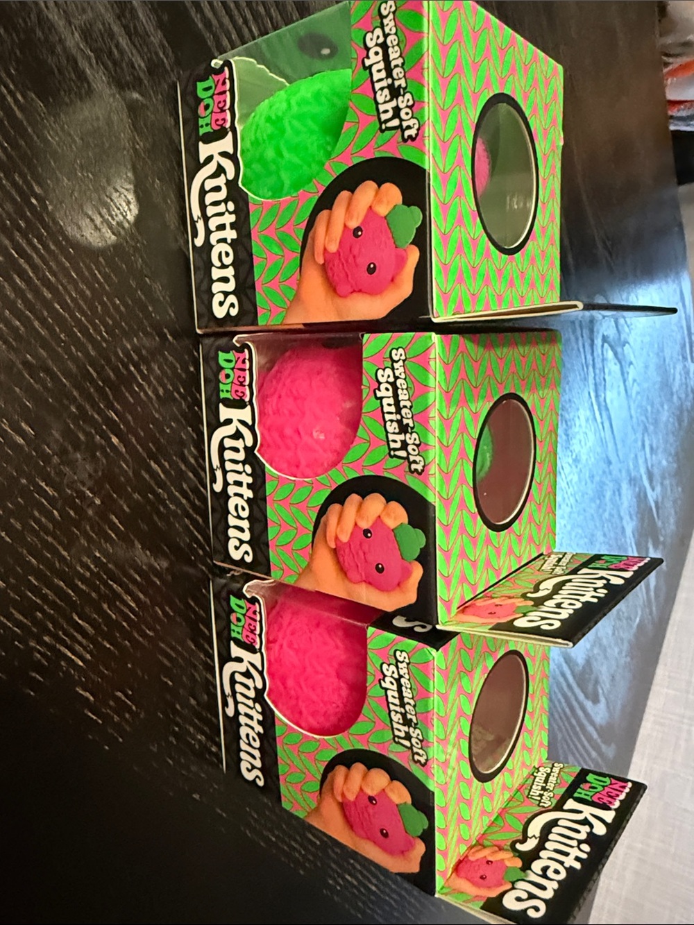Knittens Sweater-Soft Squish Toy - Green & Pink - Picture 2 of 3